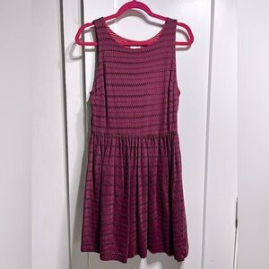 Maison Jules dark pink sleeveless eyelet dress